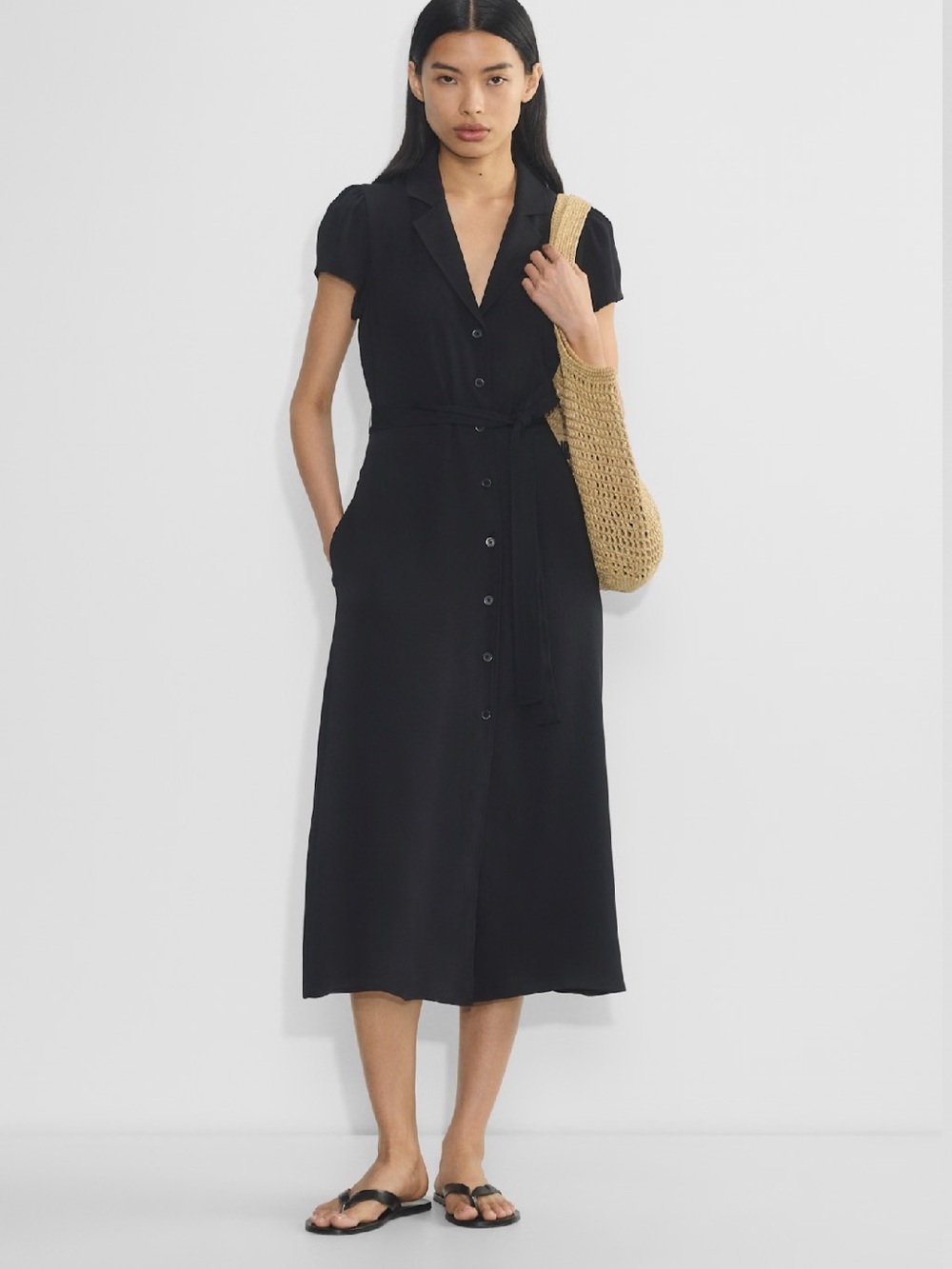 Wilfred Shirt Dress, L, Black - Picture 2 of 6